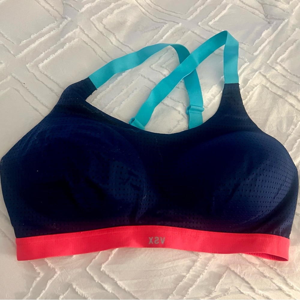 VSX Navy and Coral Sports Bra Size 36D